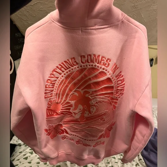 Pink Hoodie with Palm Tree Design - Picture 2 of 4